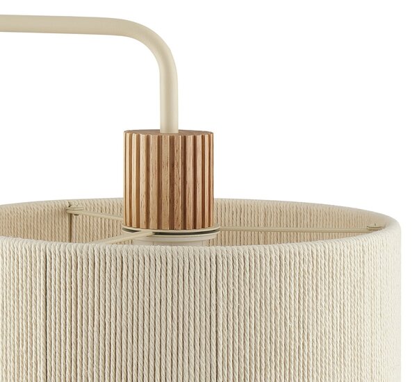 Brilliant Podna lampa Arlo, bež, tkanina/drvo, visina 160 cm, E27, Bež, Dnevni boravak/blagovaonica, Tkanina / tekstil