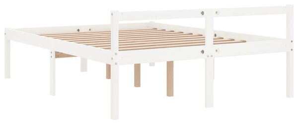 Krevet za starije osobe bijeli 135 x 190 cm bračni od borovine - Bijela / 135 x 190 cm