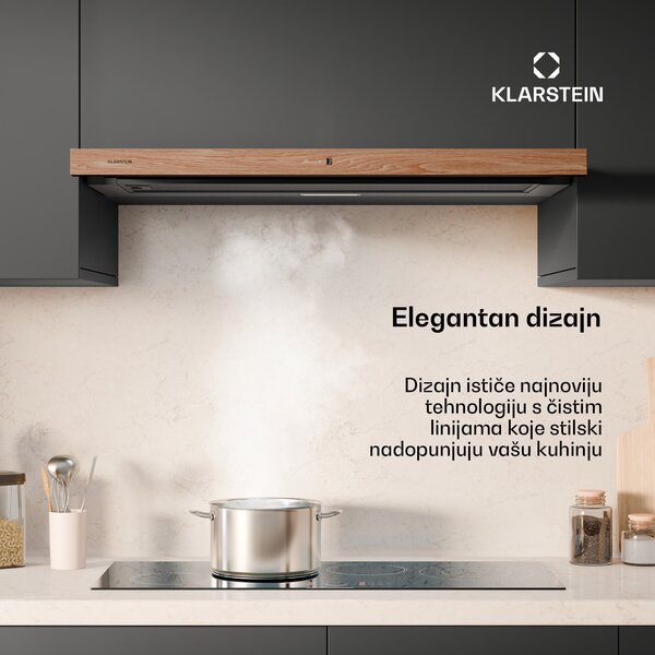 Klarstein ZenFusion napa, protok zraka 400 m³/h, EEK A, ekstrakcija/recirkulacija, 3 razine, tihi rad