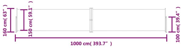 Uvlačiva bočna tenda plava 160 x 1000 cm - Plava / 160 x 1000 cm