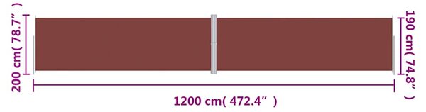 Uvlačiva bočna tenda smeđa 200 x 1200 cm - Smeđa / 200 x 1200 cm