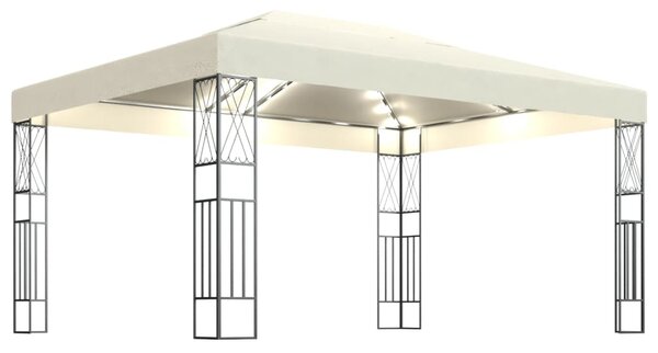Sjenica s LED svjetlosnim trakama 3 x 4 m krem od tkanine - Krema / 3 x 4 m