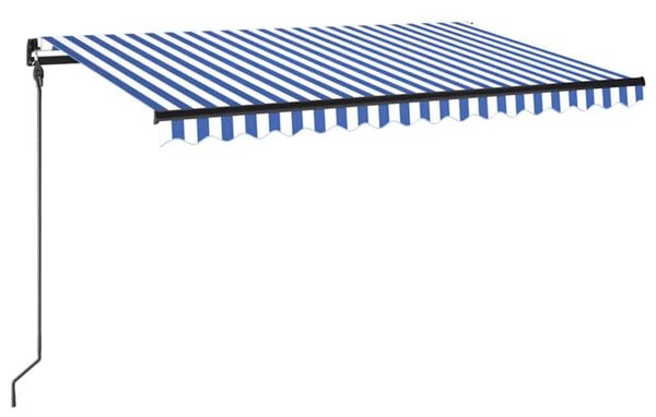 Tenda na ručno uvlačenje s LED svjetlom 450x300 cm plavo-bijela - Plava / 450 x 300 cm