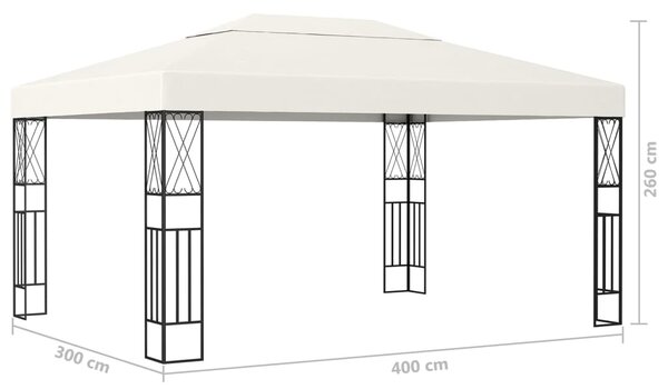 Sjenica s LED svjetlosnim trakama 3 x 4 m krem od tkanine - Krema / 3 x 4 m