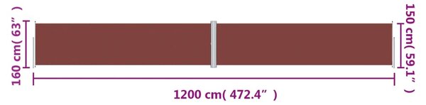 Uvlačiva bočna tenda smeđa 160 x 1200 cm - Smeđa / 160 x 1200 cm