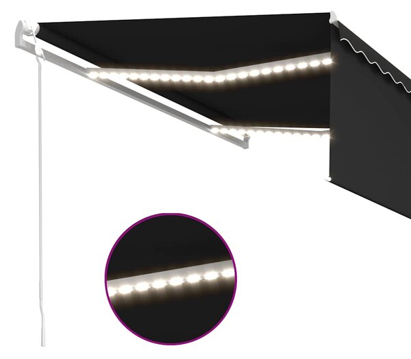 Automatska tenda s roletom i senzorom LED 4,5 x 3 m antracit - Antracitno siva / 4.5 x 3 m