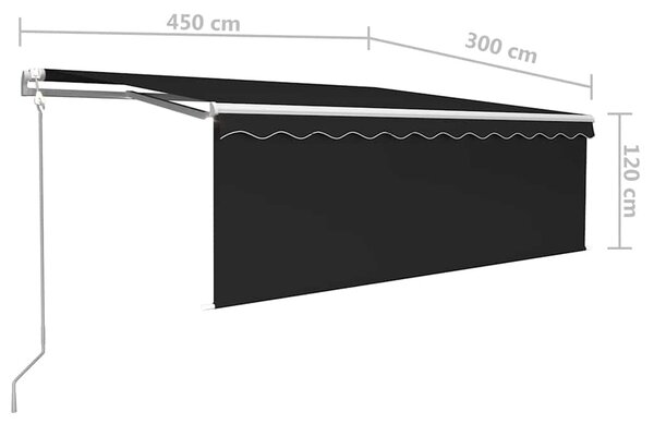 Automatska tenda s roletom i senzorom LED 4,5 x 3 m antracit - Antracitno siva / 4.5 x 3 m