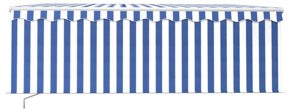 Tenda na ručno uvlačenje s roletom LED 4 x 3 m plavo-bijela - Plava / 4 x 3 m