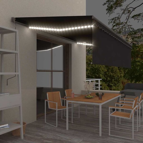 Tenda na ručno uvlačenje s roletom LED 5 x 3 m antracit - Antracitno siva / 5 x 3 m