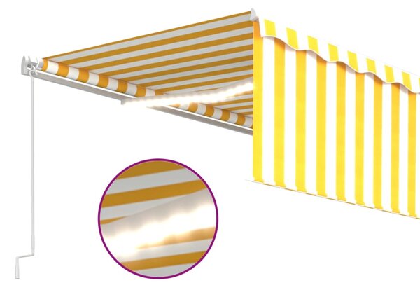 Tenda na ručno uvlačenje s roletom LED 5 x 3 m žuto-bijela - Žuta / 5 x 3 m