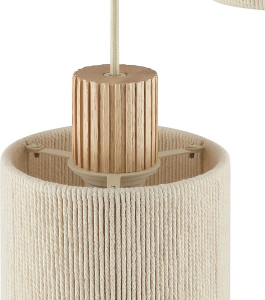 Brilliant Arlo viseća svjetiljka, bež, tkanina/drvo, Ø 40 cm, za 3 žarulje, prigušiva, Bež, Dnevni boravak/blagovaonica, Tkanina / tekstil