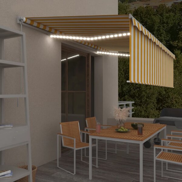 Tenda na ručno uvlačenje s roletom LED 5 x 3 m žuto-bijela - Žuta / 5 x 3 m