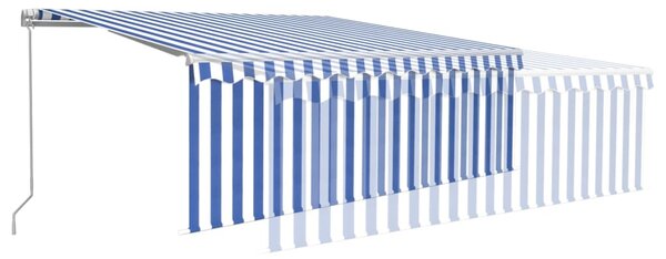 Tenda na ručno uvlačenje s roletom LED 4 x 3 m plavo-bijela - Plava / 4 x 3 m