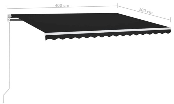 Tenda na ručno uvlačenje s LED svjetlima 400 x 300 cm antracit - Antracitno siva / 400 x 300 cm