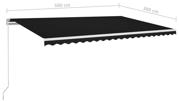Tenda na ručno uvlačenje s LED svjetlima 500 x 300 cm antracit - Antracitno siva / 500 x 300 cm
