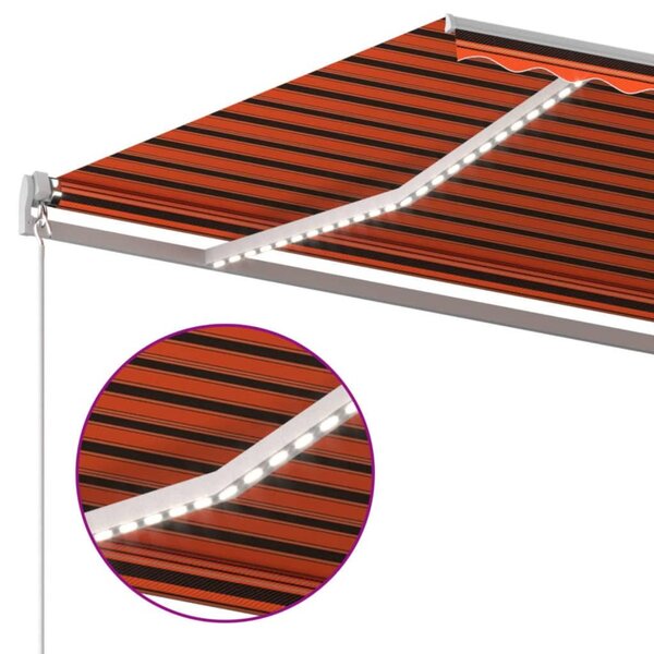 Tenda na ručno uvlačenje LED 600 x 300 cm narančasto-smeđa - Šarena / 600 x 300 cm