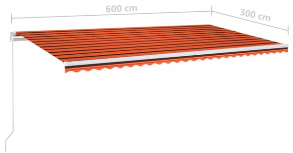 Tenda na ručno uvlačenje LED 600 x 300 cm narančasto-smeđa - Šarena / 600 x 300 cm