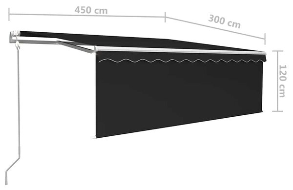 Automatska tenda na uvlačenje s roletom 4,5 x 3 m antracit - Antracitno siva / 4.5 x 3 m