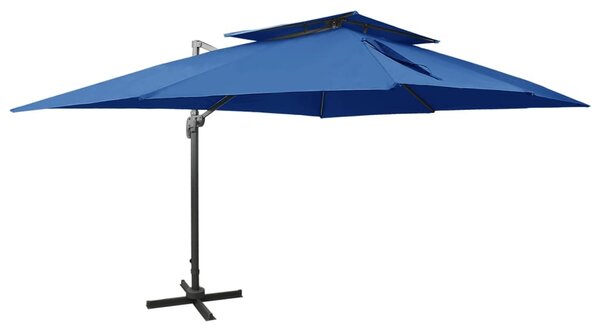 Konzolni vrtni suncobran s dvostrukim vrhom 400 x 300 cm azurni - Plava / 300 x 400 cm