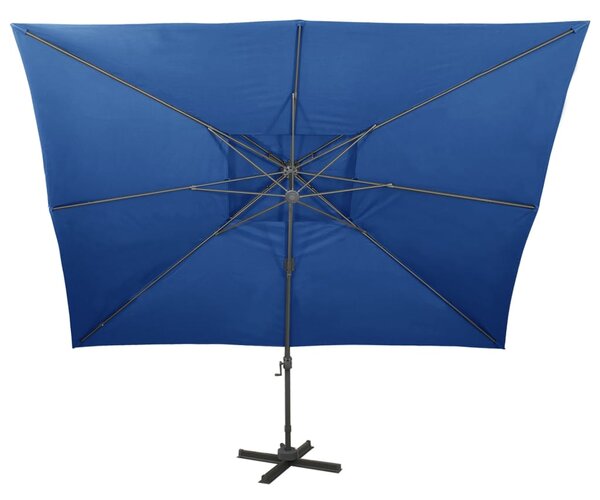 Konzolni vrtni suncobran s dvostrukim vrhom 400 x 300 cm azurni - Plava / 300 x 400 cm