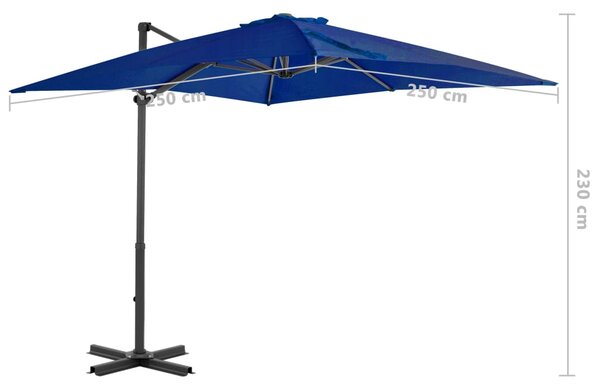 Konzolni vrtni suncobran s aluminijskim stupom 250x250cm azurni - Plava / 250 x 250 cm