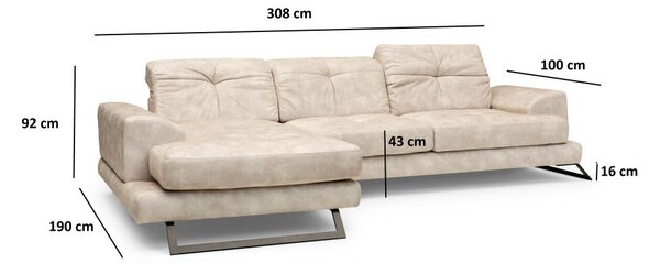 Atelier Del Sofa Kutna garnitura FRIDO lijeva, bež, Frido Corner Left (Chl+3R) - Beige