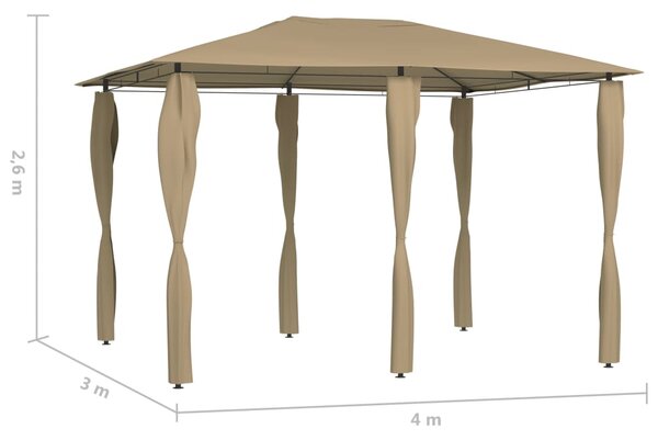 Sjenica s navlakama za stupove 3x4x2,6 m smeđe-siva 160 g/m² - Tupe / 3 x 4 x 2.6 m