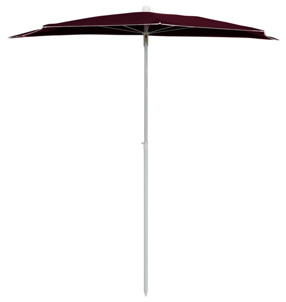 Vrtni polukružni suncobran sa stupom 180 x 90 cm bordo - Crvena / N/A