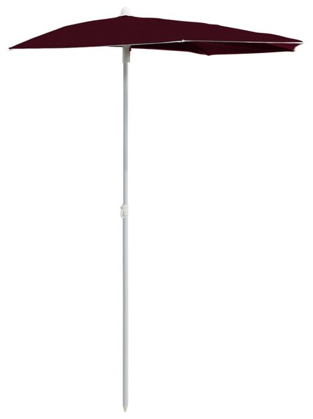 Vrtni polukružni suncobran sa stupom 180 x 90 cm bordo - Crvena / N/A