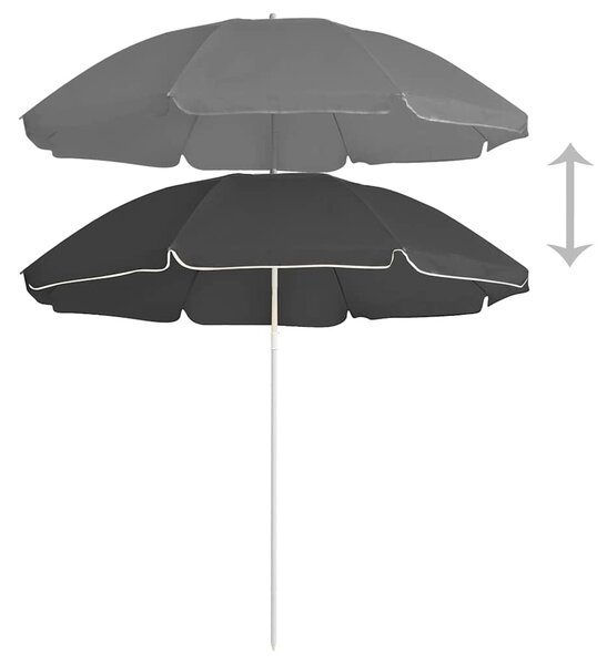 Vrtni suncobran s čeličnim stupom 180 cm antracit - Antracitno siva / 180 cm