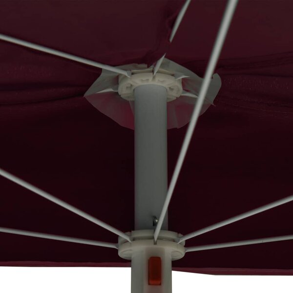 Vrtni polukružni suncobran sa stupom 180 x 90 cm bordo - Crvena / N/A