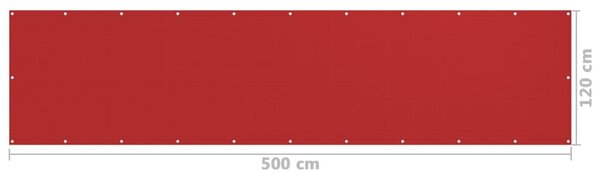 Balkonski zastor crveni 120 x 500 cm HDPE - Crvena / 120 x 500 cm