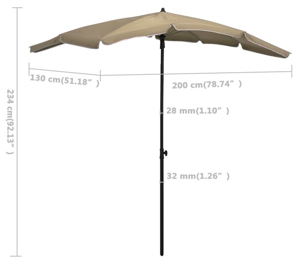 Vrtni suncobran sa stupom 200 x 130 cm smeđesivi - Tupe / N/A