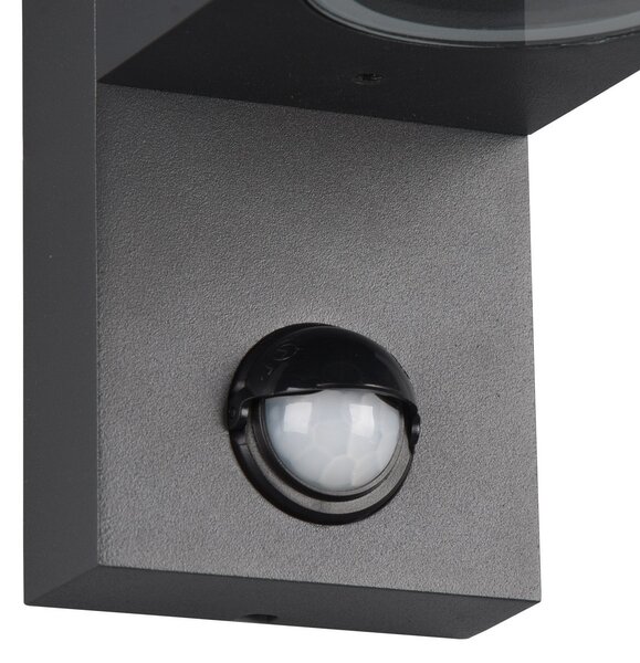 Trio Lighting Roya vanjska zidna svjetiljka 2 žarulje, senzor, okrugla antracit, prigušiva, Crno, Metal