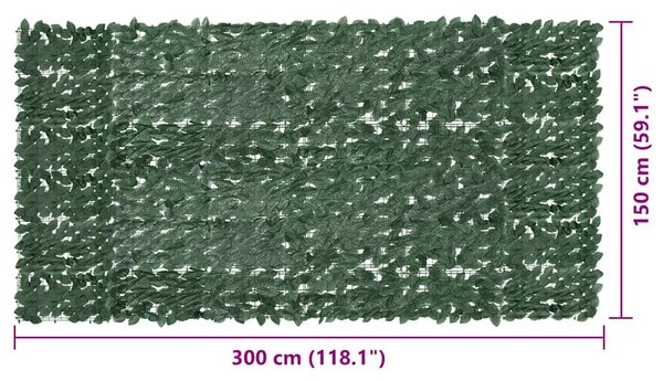 Balkonski zastor s tamnozelenim lišćem 300 x 150 cm - Zelena / 300 x 150 cm