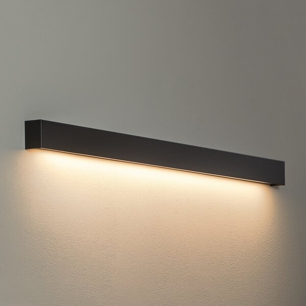 Nowodvorski Lighting Zidna svjetiljka ravna L, 122 cm, crna, Crno, Dnevni boravak/blagovaonica, Metal, Zidni kvadrat