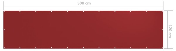 Balkonski zastor crveni 120 x 500 cm od tkanine Oxford - Crvena / 120 x 500 cm