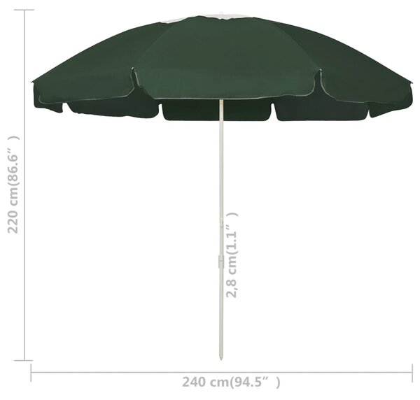 Suncobran za plažu zeleni 240 cm - Zelena / 240 cm