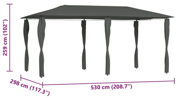 Sjenica s navlakama za stupove 2,98x5,3x2,59m antracit 160 g/m² - Antracitno siva / 2.98 x 5.3 x 2.59 m