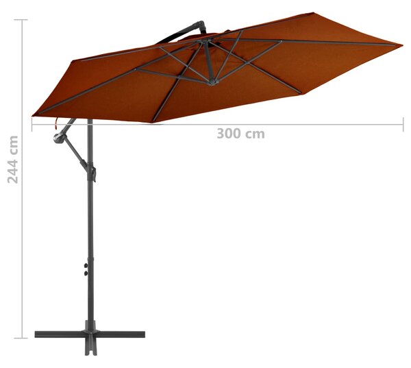 Konzolni vrtni suncobran s aluminijskim stupom 300 cm terakota - Smeđa / N/A