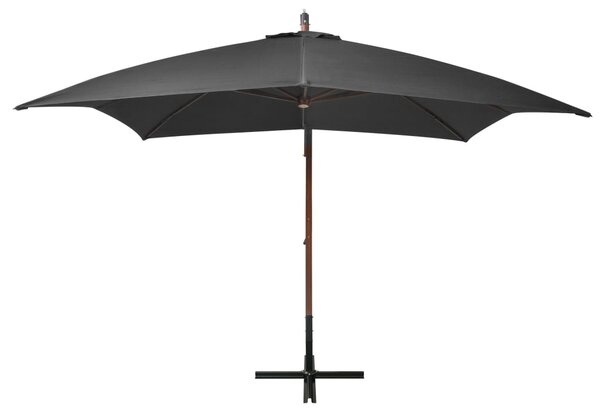 Viseći vrtni suncobran sa stupom antracit 3 x 3 m od jelovine - Antracitno siva / 3 x 3 m