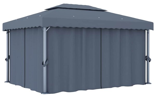 Sjenica sa zastorom 4 x 3 m antracit aluminijska - Antracitno siva / 4 x 3 m