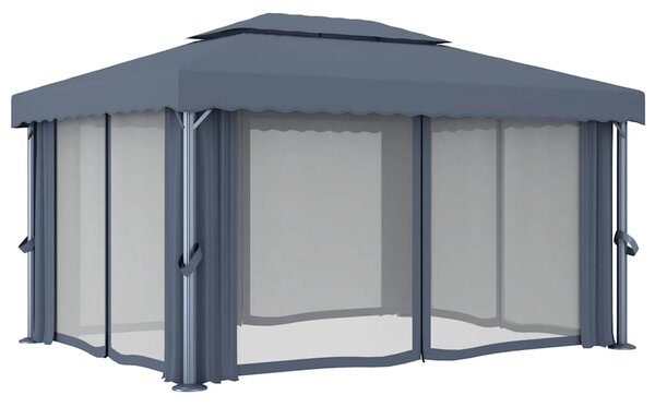 Sjenica sa zastorom 4 x 3 m antracit aluminijska - Antracitno siva / 4 x 3 m