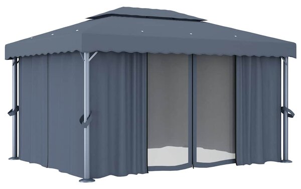Sjenica sa zastorom 4 x 3 m antracit aluminijska - Antracitno siva / 4 x 3 m