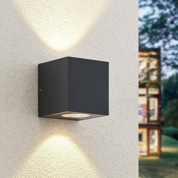 Arcchio LED vanjska zidna svjetiljka Tassnim, 2 žarulje, antracit, IP65, prigušiva, Crno, Metal