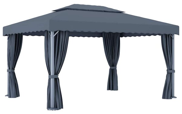 Sjenica sa zastorom 4 x 3 m antracit aluminijska - Antracitno siva / 4 x 3 m