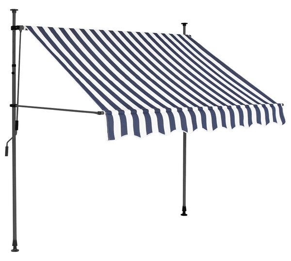 Tenda na ručno uvlačenje s LED svjetlima 150 cm plavo-bijela - Plava / N/A
