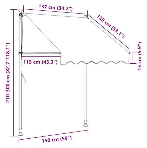 Tenda na ručno uvlačenje 150 cm narančasto-bijela prugasta - Narančasta / N/A