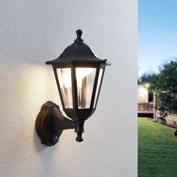 Lindby LED vanjska zidna svjetiljka Iavo, senzor, crna, lampion
