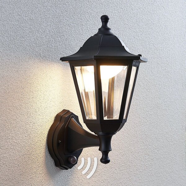 Lindby LED vanjska zidna svjetiljka Iavo, senzor, crna, lampion